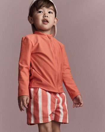 Toddler Boy Striped Swim Trunks - Orange, 