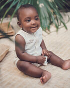 Baby Organic Cotton Gauze Embroidered Romper, image 2 of 5 slides