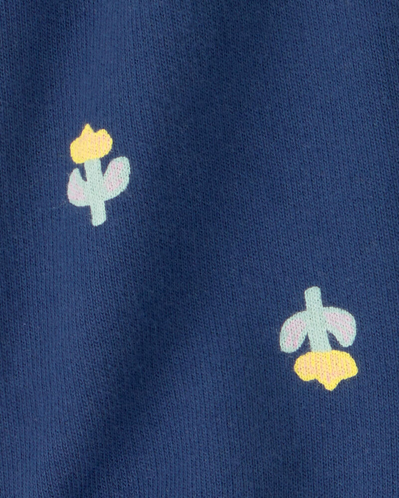 Baby Girl Floral French Terry Shorts - Navy Blue, image 3 of 4 slides