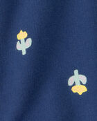 Baby Girl Floral French Terry Shorts - Navy Blue, image 3 of 4 slides