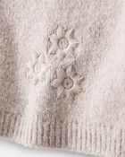 Toddler Girl Floral Long-Sleeve Sweater - Cream, image 2 of 4 slides