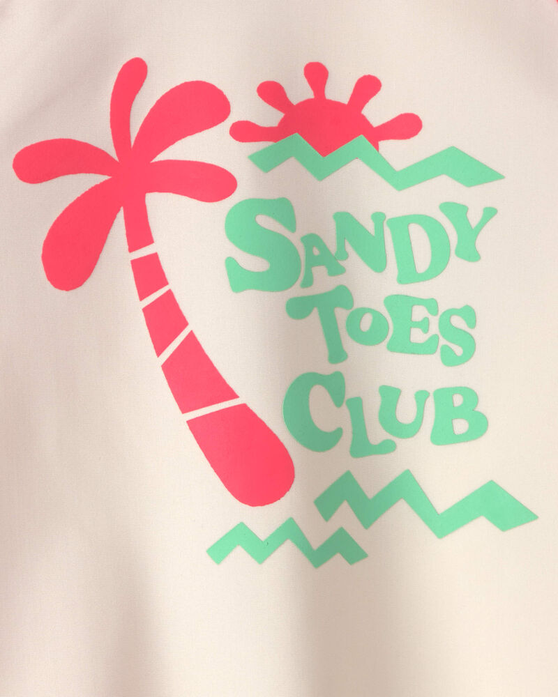 Toddler Boy 2-Piece 'Sandy Toes Club' Rashguard Swimsuit Set - Orange/Ivory, image 4 of 6 slides