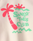 Toddler Boy 2-Piece 'Sandy Toes Club' Rashguard Swimsuit Set - Orange/Ivory, image 4 of 6 slides