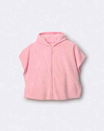 Toddler Girl French Terry Hooded Poncho Towel - Light Pink, 