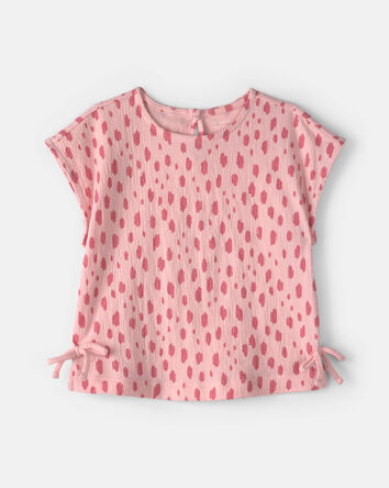 Girls Dots Short-Sleeve Top - Pink, 