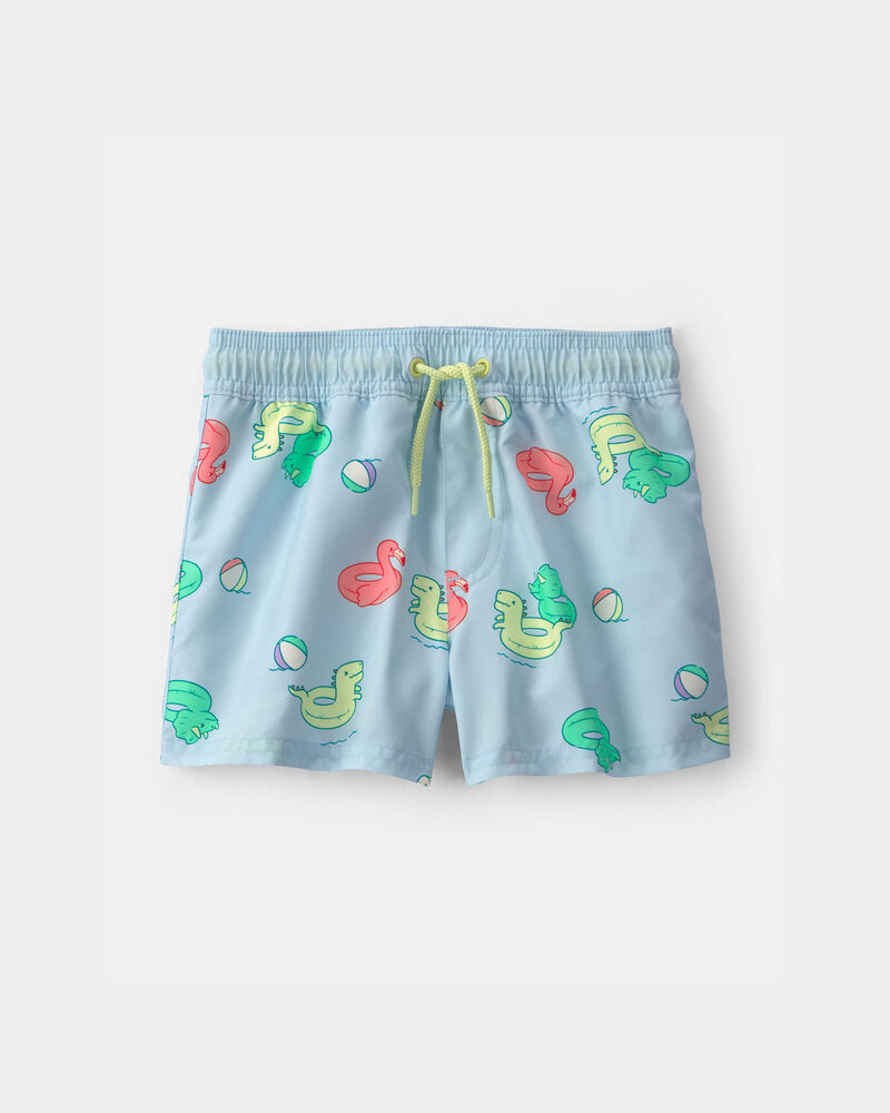 Toddler Boy 2-Piece Dinosaur Rashguard Swimsuit Set - Green/Blue, image 4 of 7 slides