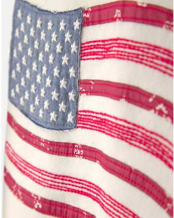 Kids American Flag French Terry Pullover Sweatshirt - Cream, 
