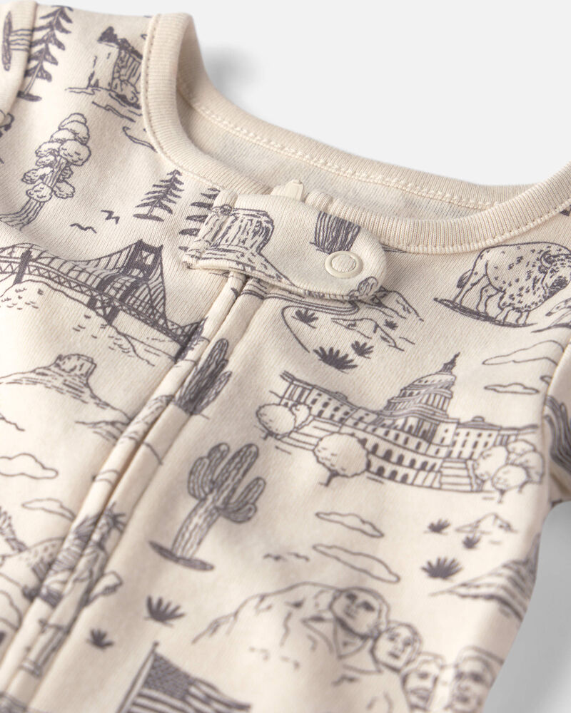 Baby Organic Cotton 1-Piece Pajama in Stars Stripes and Sights, image 2 of 5 slides
