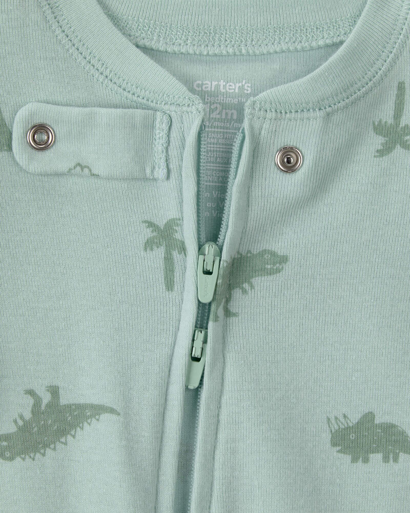 Baby Dinosaur 100% Cotton Snug Fit 1-Piece Pajama - Green, image 2 of 5 slides