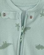 Baby Dinosaur 100% Cotton Snug Fit 1-Piece Pajama - Green, image 2 of 5 slides