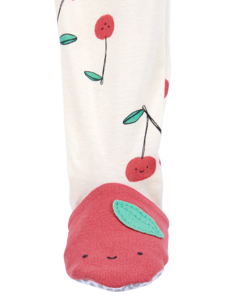 Toddler Girl Cherry Print Snug Fit Cotton Footie 1-Piece Pajamas, image 2 of 5 slides
