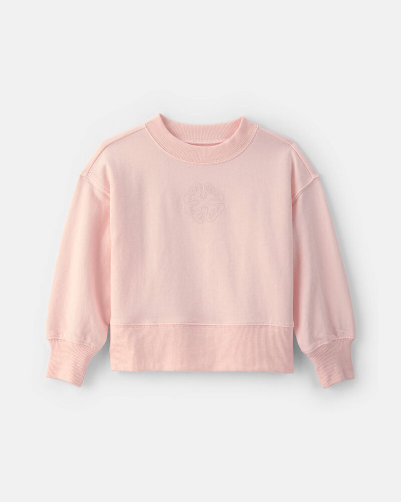 Toddler Girl OshKosh Logo French Terry Pullover Sweatshirt - Pink, image 1 of 3 slides