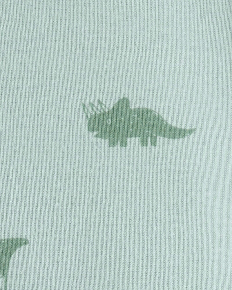 Toddler Dinosaur 100% Cotton Snug Fit 1-Piece Pajama - Green, image 2 of 4 slides