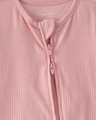 Baby Girl 2-Way Zip PurelySoft Sleep & Play Pajama - Pink, image 2 of 8 slides