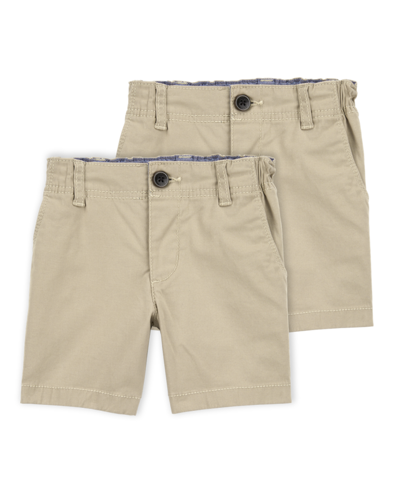 Toddler Boy 2-Pack Stretch Chino Uniform Shorts - Khaki, image 1 of 4 slides