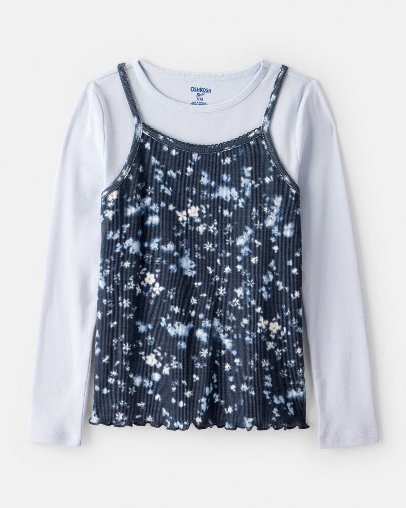 Girls  Long-Sleeve 2-Piece Floral Top Set - Blue, image 1 of 5 slides