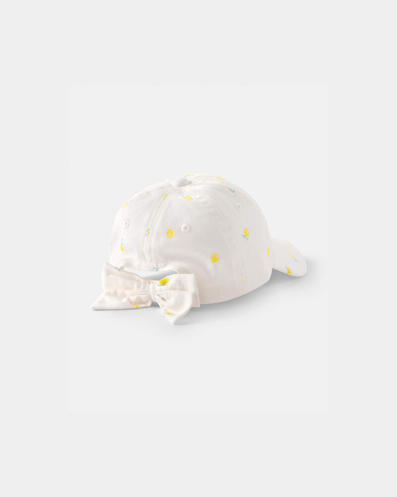 Toddler Girl Lemon Baseball Hat - White, image 2 of 3 slides