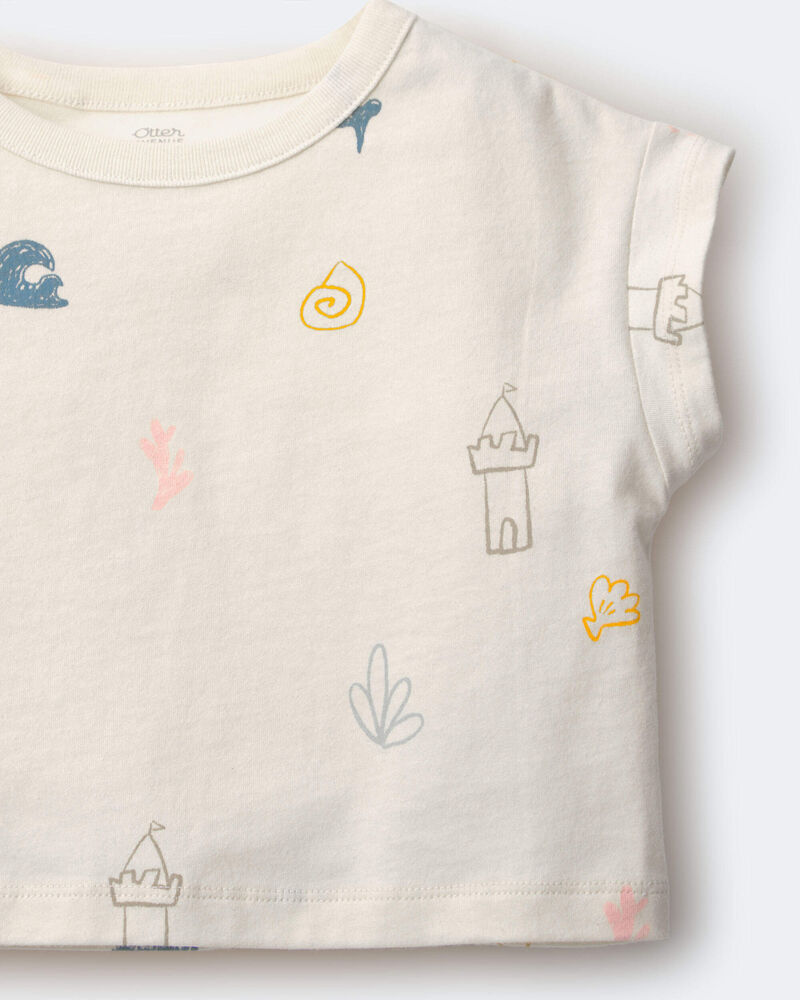 Toddler Girl Boxy Tee in Sandcastle Print - Cream, image 5 of 6 slides