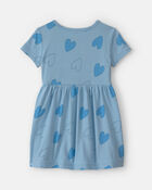 Toddler Girl Heart Short-Sleeve Dress - Blue, image 2 of 4 slides
