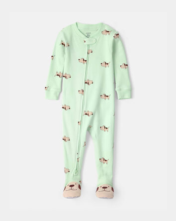 Toddler Dog 100% Cotton Snug Fit 1-Piece Pajama - Green, 