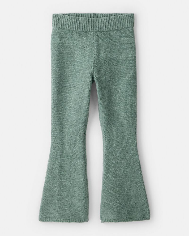 Girls Flared Sweater Knit Pants - Green, image 1 of 4 slides