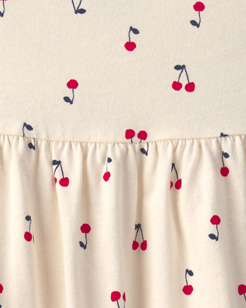 Baby Girl Cherry Ruffle-Sleeve Dress - Cream, image 3 of 4 slides