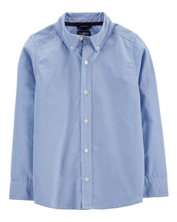Boys Long Sleeve Button-Front Uniform Shirt - Blue, 