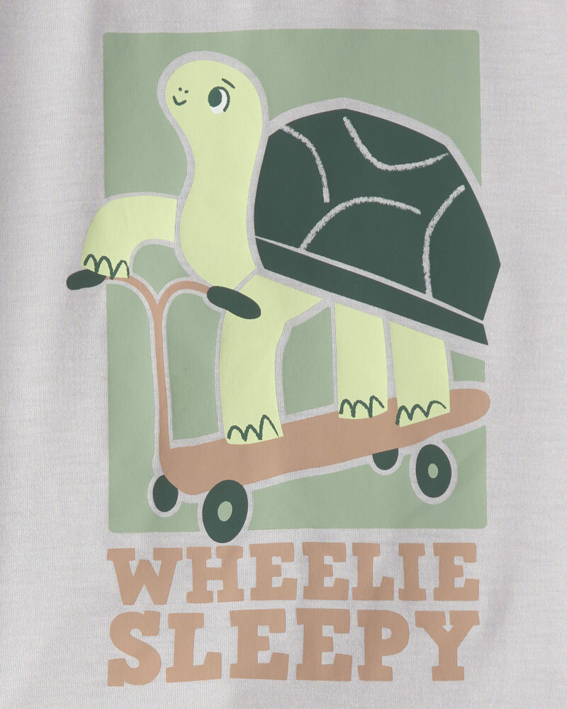 Toddler Boy Turtle Loose Fit 2-Piece Pajama Set - Grey/Green, image 2 of 3 slides