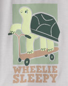 Toddler Boy Turtle Loose Fit 2-Piece Pajama Set - Grey/Green, image 2 of 3 slides