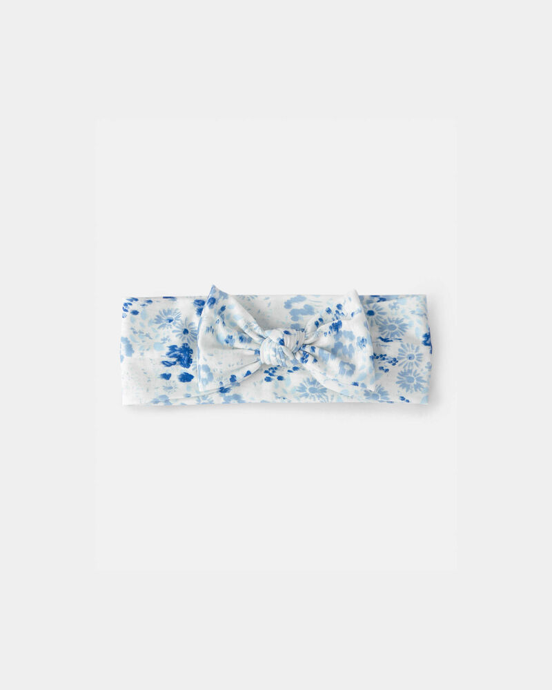 Baby Girl Floral Headwrap - Blue/White, image 1 of 1 slides