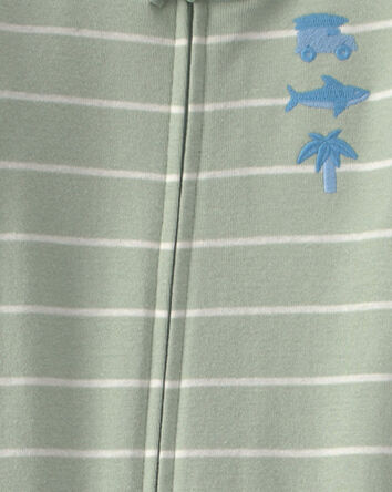Toddler Boy Beach 100% Cotton 1-Piece Pajama - Green, 