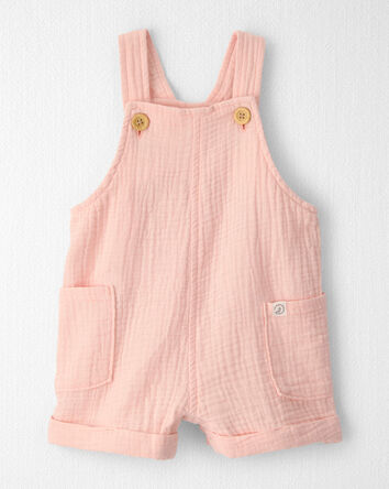 Baby Girl Organic Cotton Gauze Shortalls, 