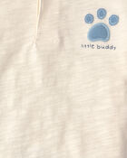 Baby Boy 3-Piece 'Little Buddy' Top & Pant Set - Blue/Ivory, image 4 of 5 slides