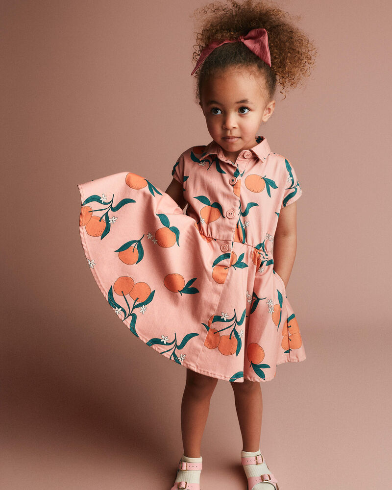 Toddler Girl Avenue Twirl&trade; Dress in Clementine Grove Print - Light Pink, image 1 of 5 slides