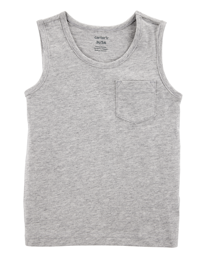 Toddler Boy Pocket Tank - Grey, image 1 of 3 slides