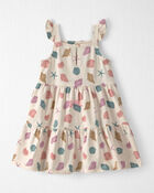 Toddler Girl Organic Cotton Tiered Dress in Seashells, image 2 of 5 slides