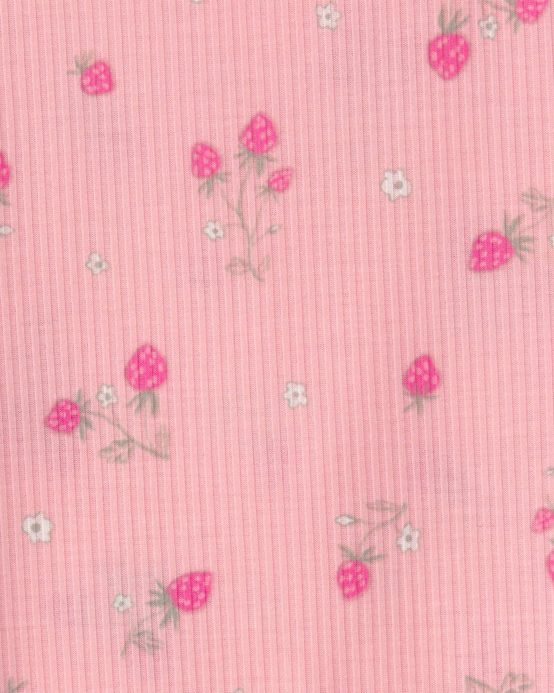 Toddler Girl Strawberry Rib Loose Fit 2-Piece Pajama Set - Pink, image 4 of 5 slides