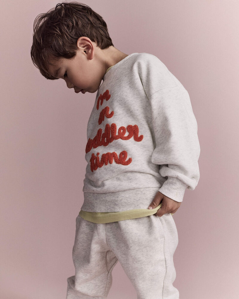 Toddler 'I'm On Toddler Time'  Dolman-Sleeve Sweatshirt - Heather Grey, image 2 of 6 slides