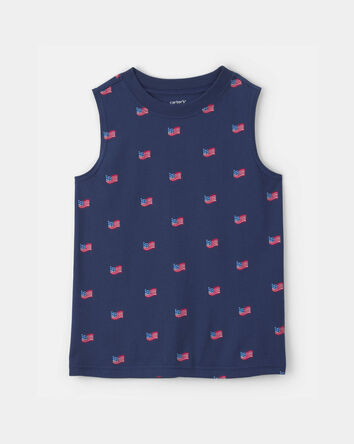 Boys American Flag Graphic Tank - Navy Blue, 