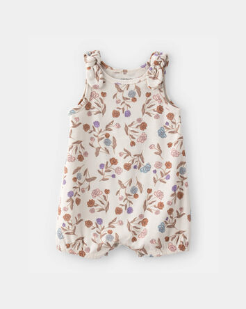 Baby Girl Floral Sleeveless Romper - Ivory, 