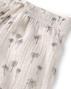 Toddler Boy 2-Piece Organic Cotton Gauze Top & Short Set in Palm Trees, image 4 of 7 slides