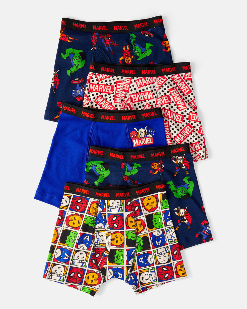 Boys 5-Pack &copy;Marvel Print Boxer Brief Underwear - Navy/Blue, image 1 of 2 slides