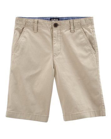 Boys Stretch Chino Uniform Shorts - Khaki, 