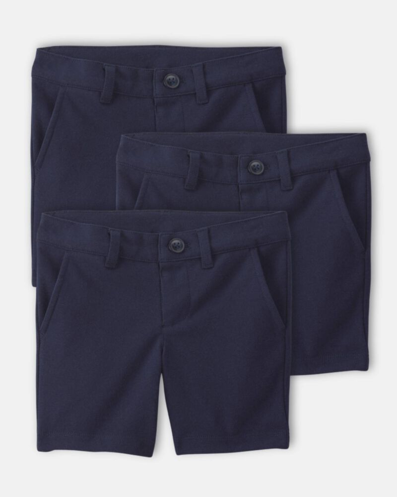 Toddler Girl 3-Pack Uniform Ponte Knit Shorts - Navy, image 1 of 4 slides