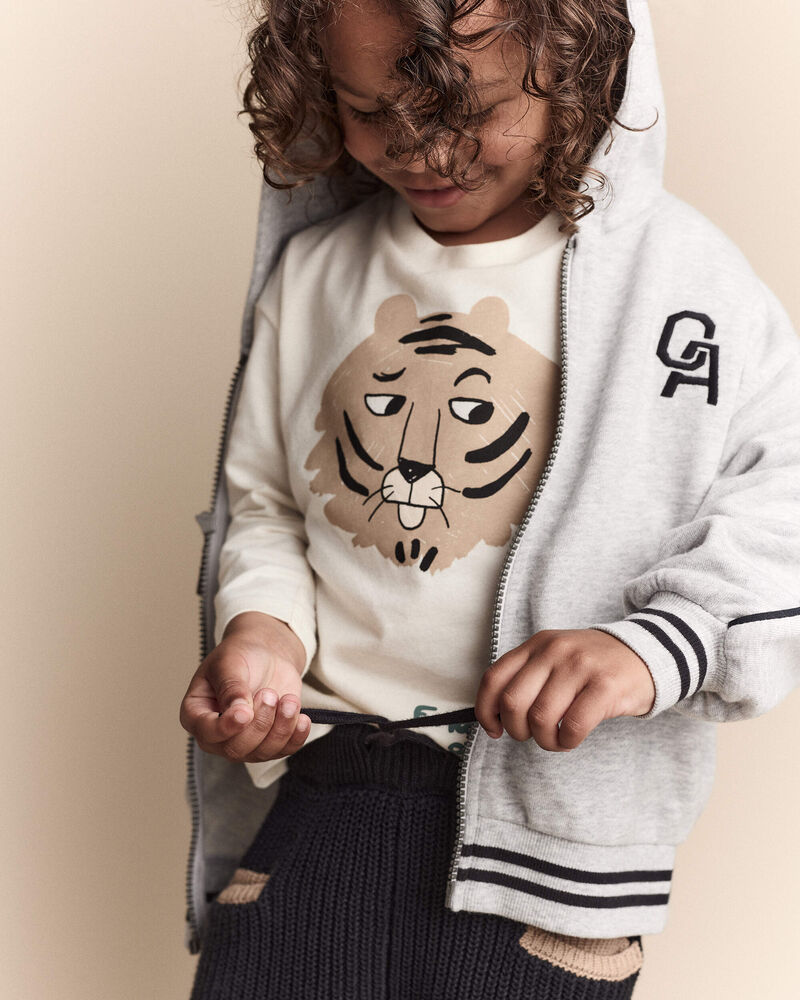 Toddler Boy Zip-Up Hoodie - Heather Grey, image 4 of 7 slides