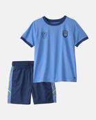 Boys 2-Piece 'Soccer Club' Active Graphic Tee & Shorts Set - Blue
, image 1 of 7 slides