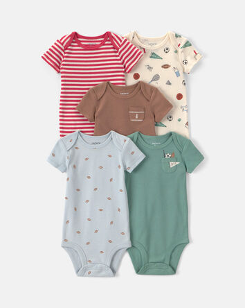 Baby Boy 5-Pack Football Multipack Bodysuits, 
