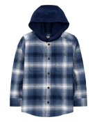 Boys Plaid Button-Front Shacket, image 1 of 3 slides
