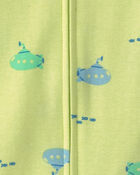 Toddler Boy Submarine 100% Cotton 1-Piece Romper Pajama - Green, image 2 of 3 slides