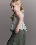 Toddler Girl Peplum Top in Floral Print - Light Blue, image 5 of 6 slides